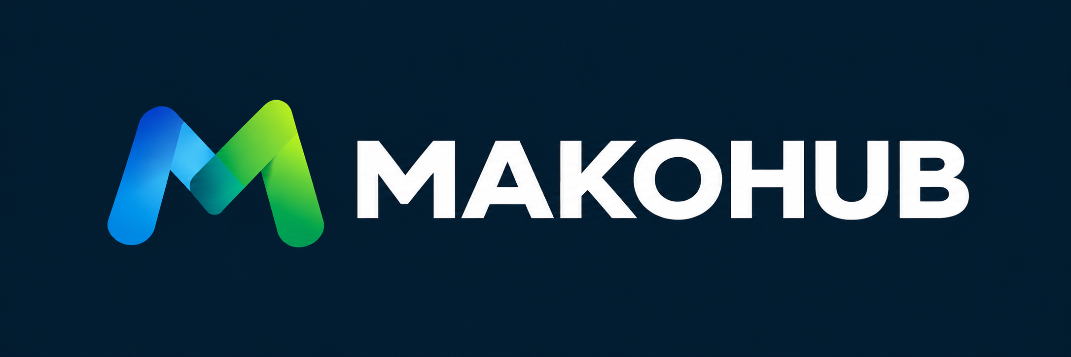MAKOHUB mit weißer Schrift auf Navy